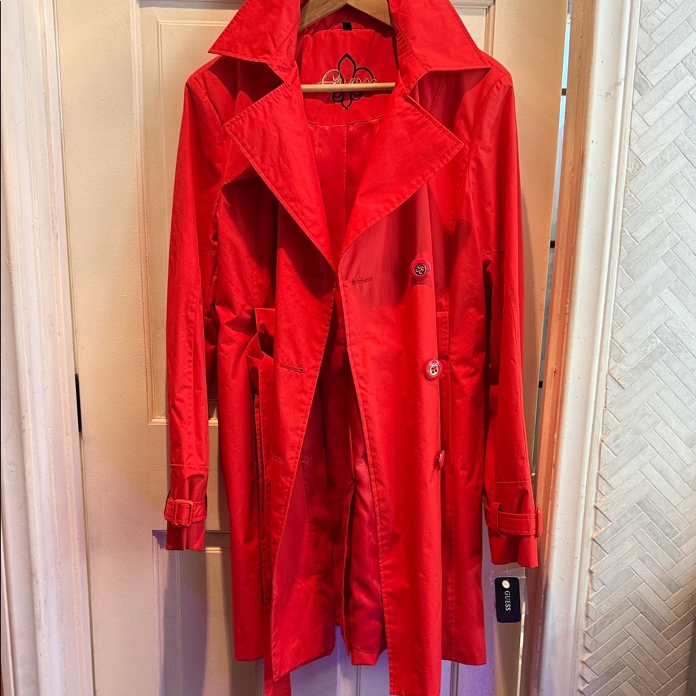 Guess Vibrant Red Women's Trench Coat